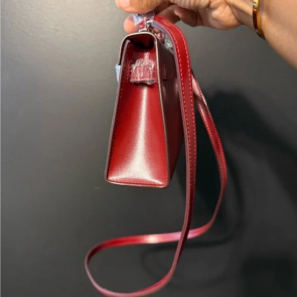 The Vault Label Eva-Elegant Red Mini Leather Handbag - Picture 3 of 6